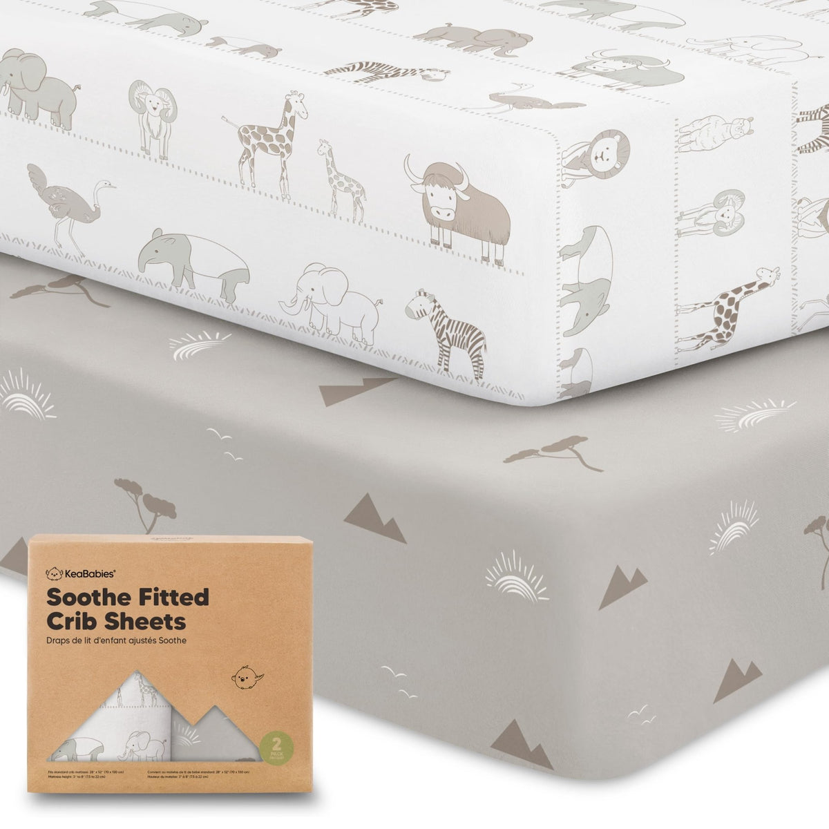 KeaBabies 2pk Organic Cotton Crib Sheets for Boys Girls 52x28, Soft White - Jansha Store