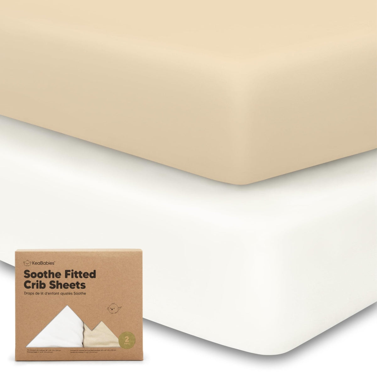 KeaBabies 2pk Organic Cotton Crib Sheets for Boys Girls 52x28, Soft White - Jansha Store