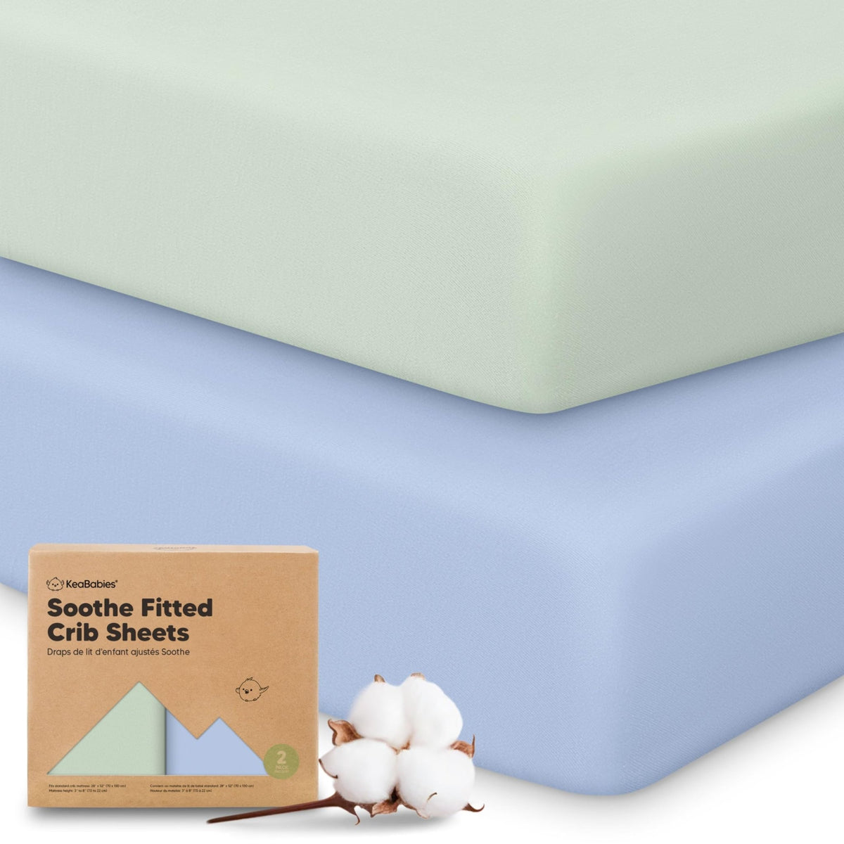 KeaBabies 2pk Organic Cotton Crib Sheets for Boys Girls 52x28, Soft White - Jansha Store