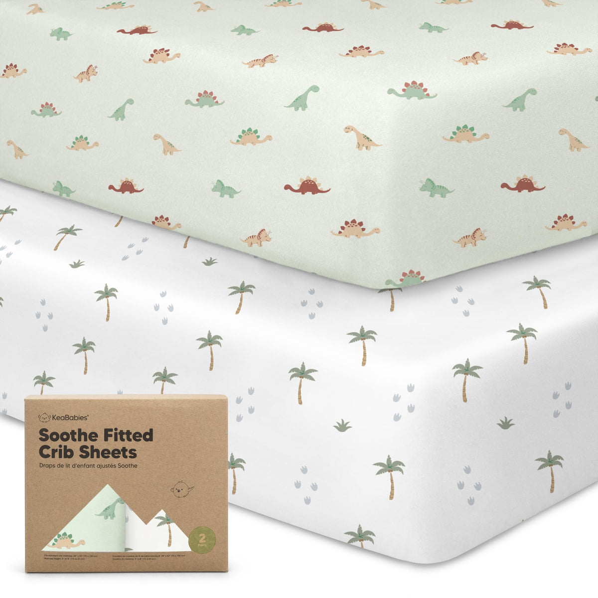 KeaBabies 2pk Organic Cotton Crib Sheets for Boys Girls 52x28, Soft White - Jansha Store