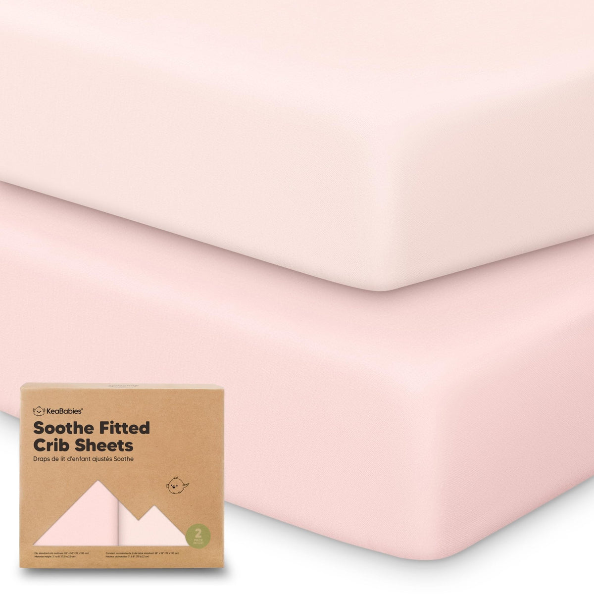 KeaBabies 2pk Organic Cotton Crib Sheets for Boys Girls 52x28, Soft White - Jansha Store