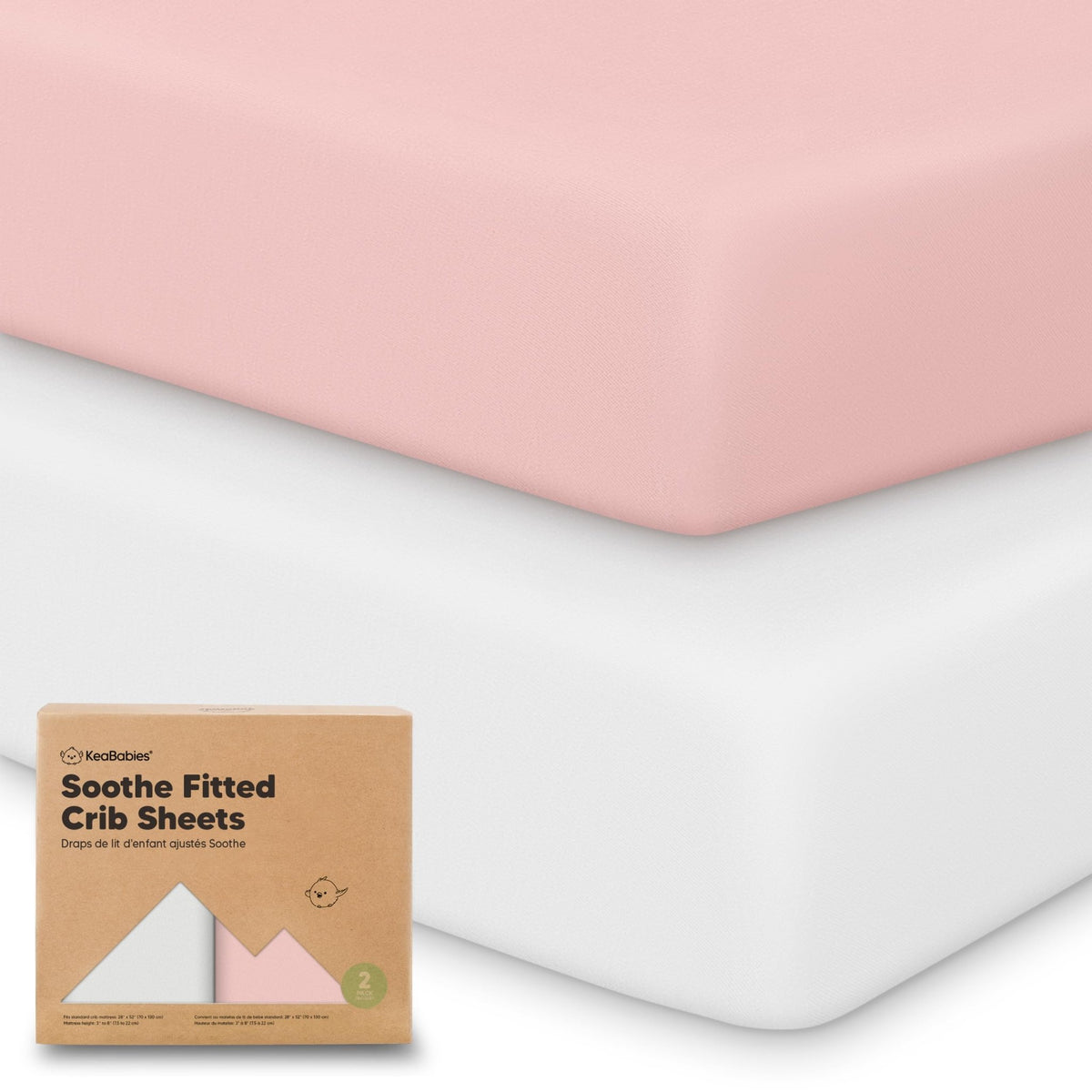 KeaBabies 2pk Organic Cotton Crib Sheets for Boys Girls 52x28, Soft White - Jansha Store