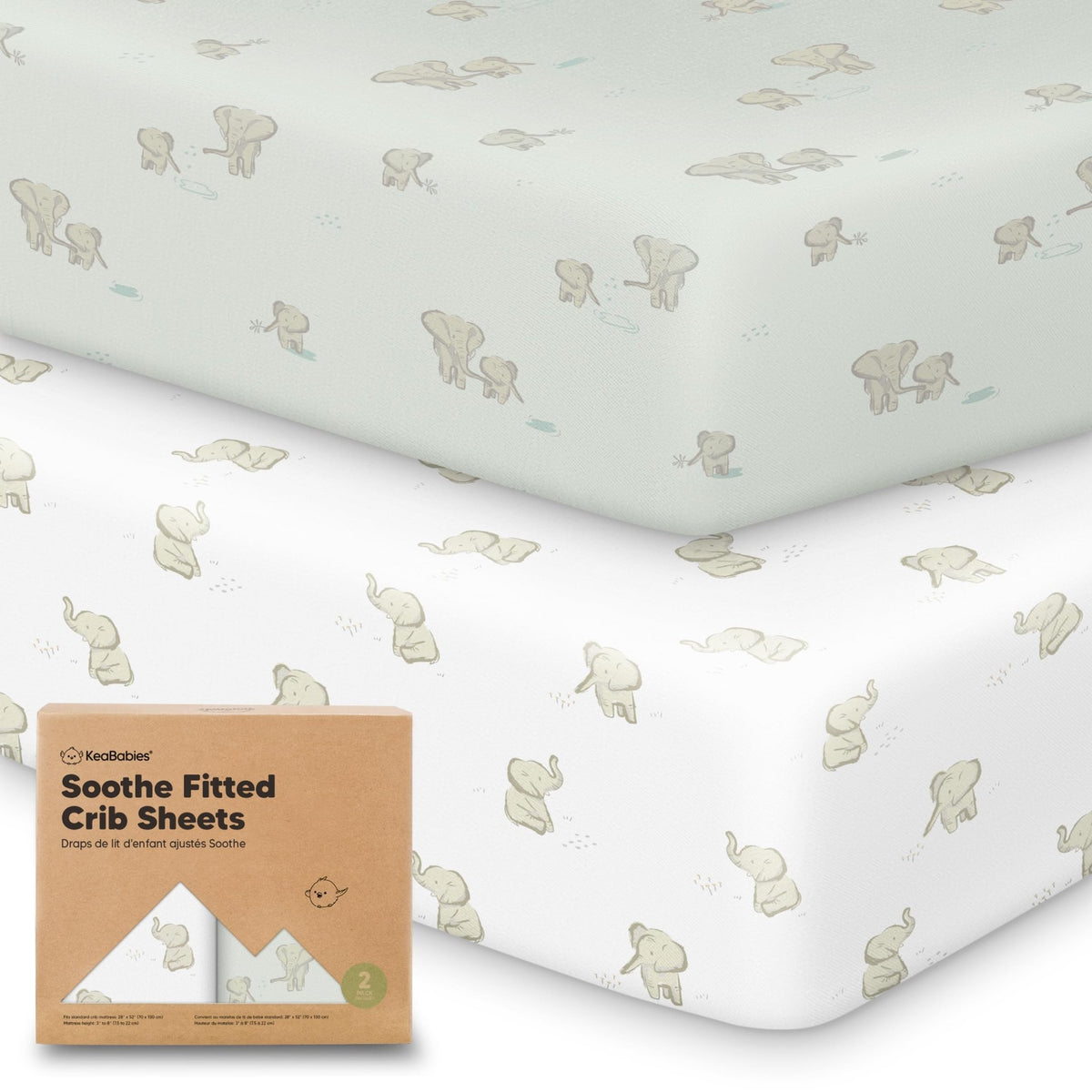 KeaBabies 2pk Organic Cotton Crib Sheets for Boys Girls 52x28, Soft White - Jansha Store