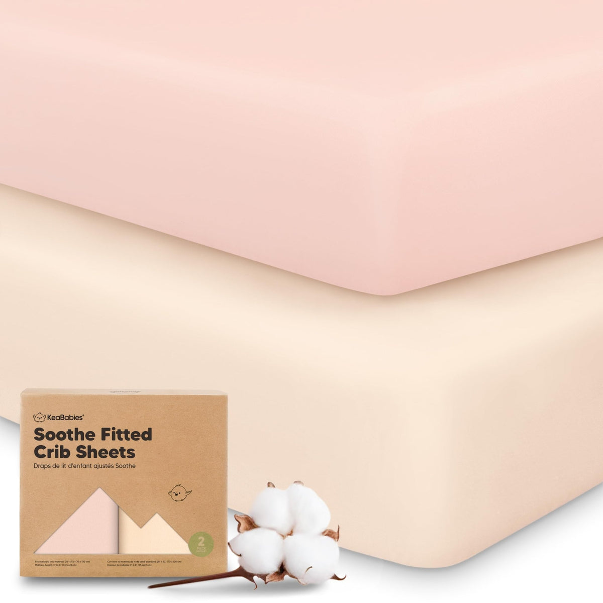 KeaBabies 2pk Organic Cotton Crib Sheets for Boys Girls 52x28, Soft White - Jansha Store