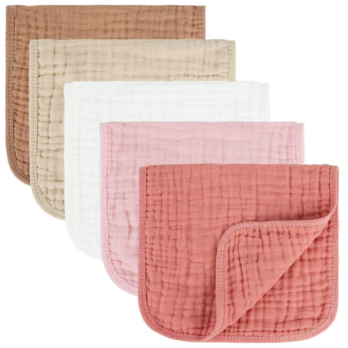MIGIOL Baby Burp Cloths 100% Cotton Newborn Muslin Burp Cloths 10x20 inches Baby Essentials Blue & Green 5-Pack - Jansha Store