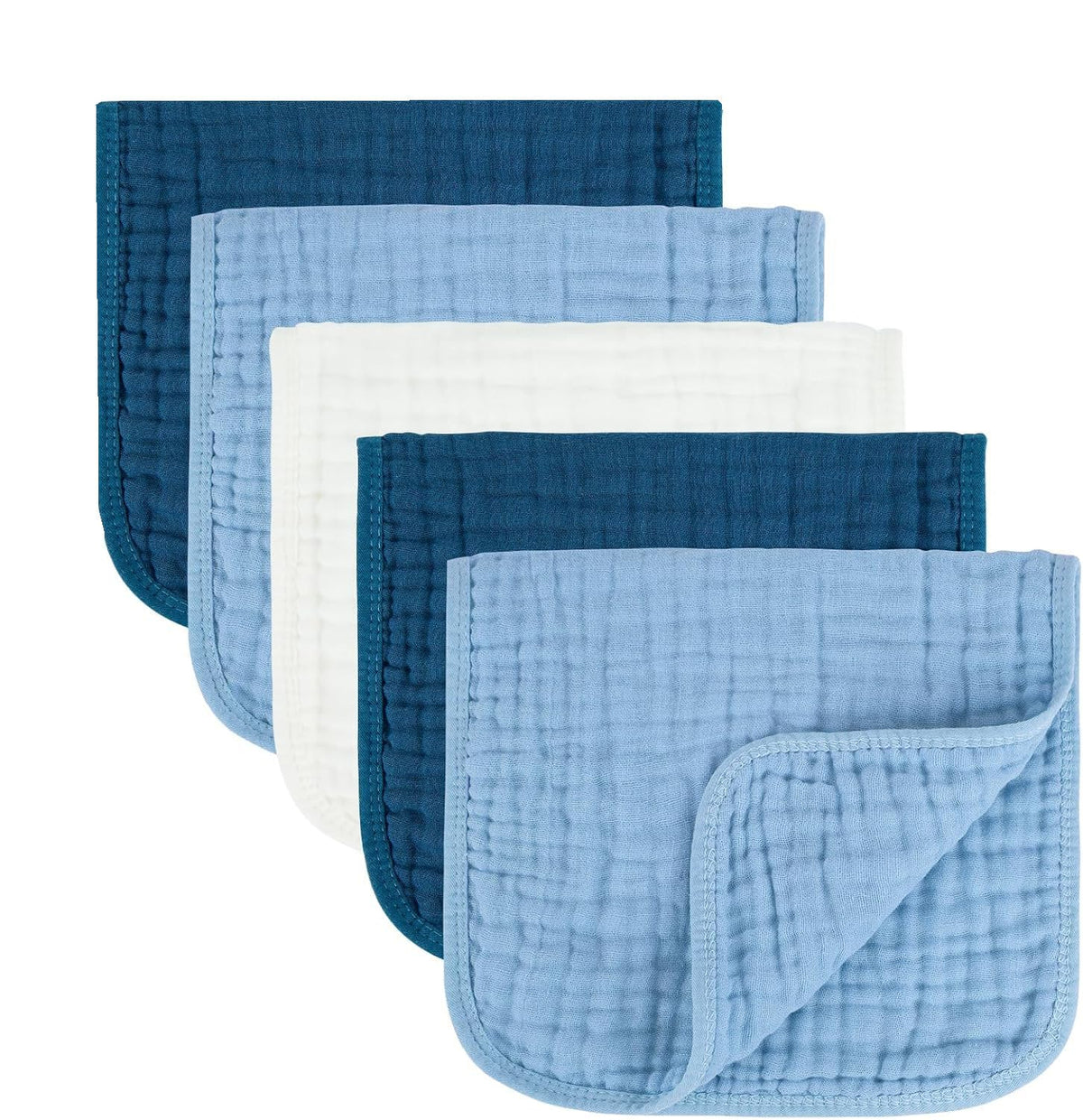 MIGIOL Baby Burp Cloths 100% Cotton Newborn Muslin Burp Cloths 10x20 inches Baby Essentials Blue & Green 5-Pack - Jansha Store