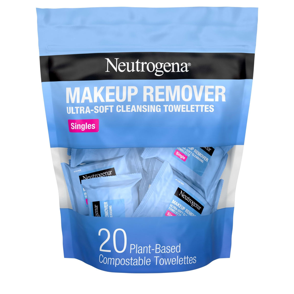 Neutrogena Fragrance-Free Makeup Remover Wipes Singles, Individually Wrapped Face Towelettes, Gently Remove Dirt, Oil, Waterproof Mascara & Makeup, Alcohol-Free Daily Face Wipes, 20 ct (Pack of 12) - Jansha Store