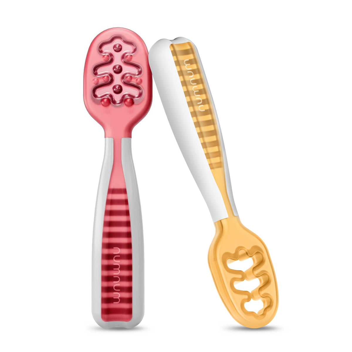 NumNum Baby Spoons Self Feeding 6 Months, 2-Pack Gray/Green - Jansha Store