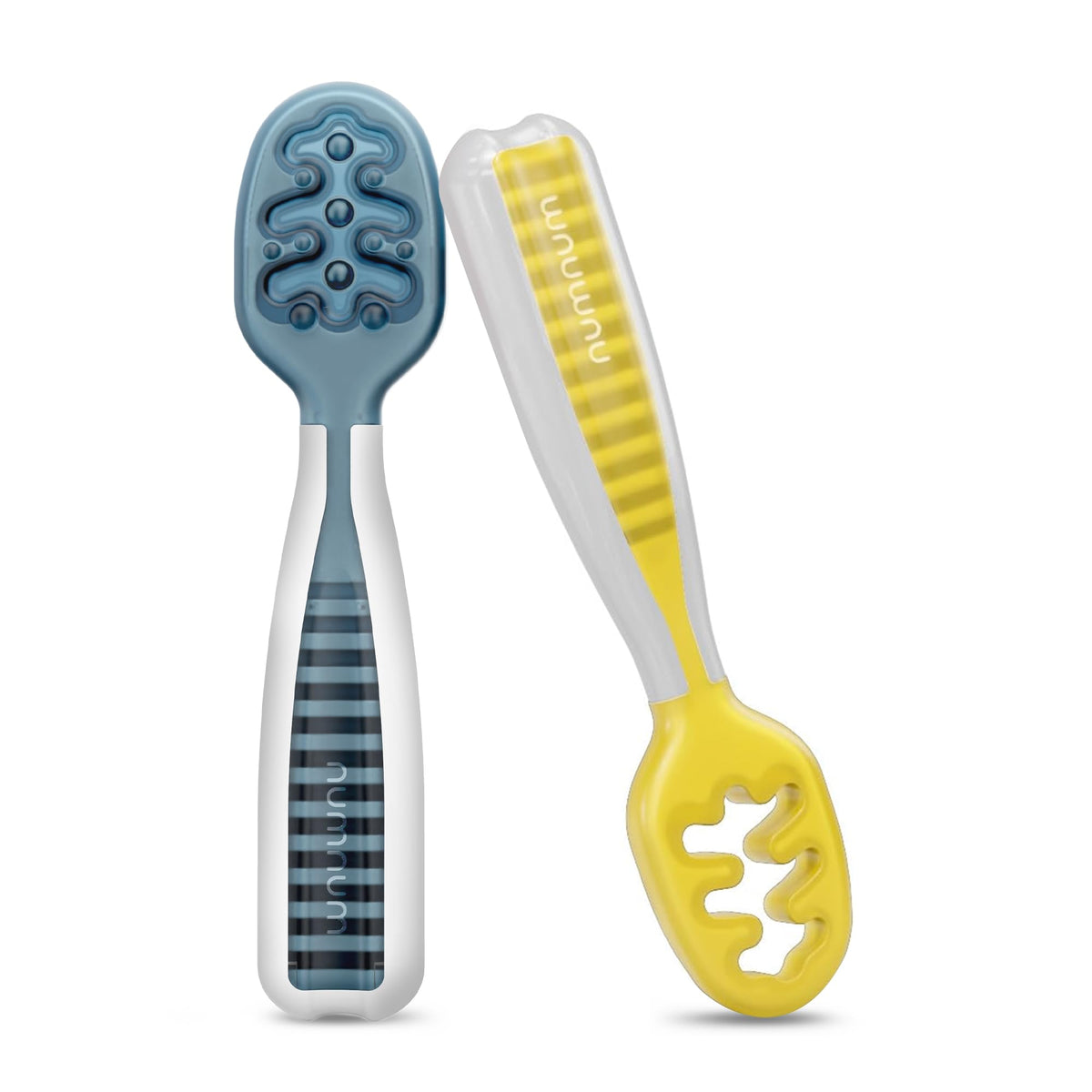 NumNum Baby Spoons Self Feeding 6 Months, 2-Pack Gray/Green - Jansha Store