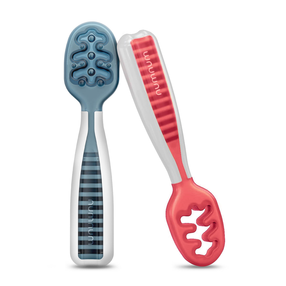 NumNum Baby Spoons Self Feeding 6 Months, 2-Pack Gray/Green - Jansha Store