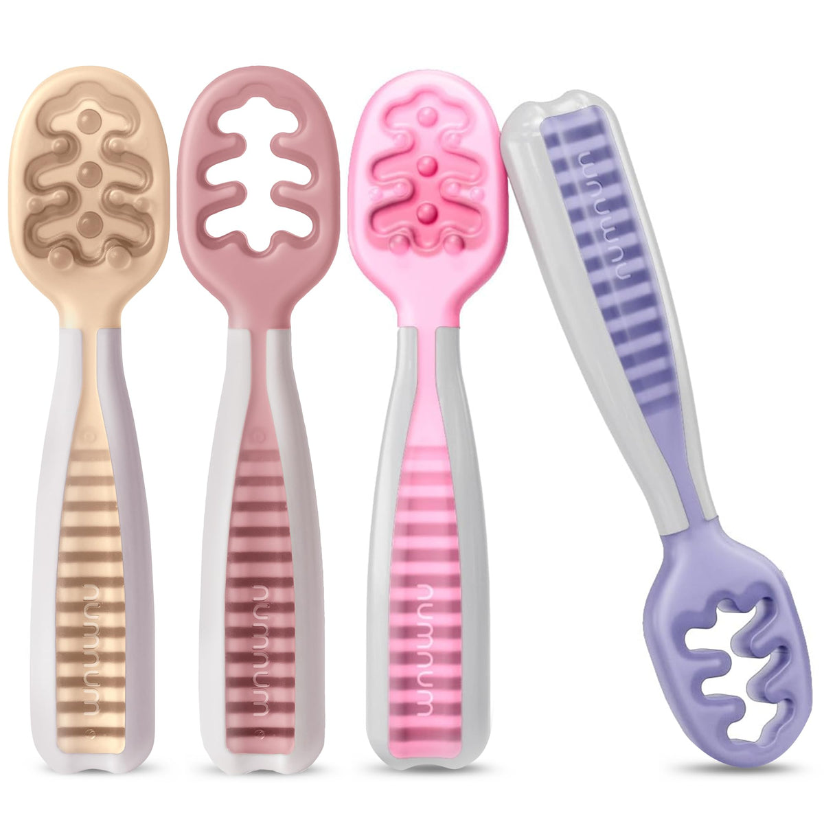 NumNum Baby Spoons Self Feeding 6 Months, 2-Pack Gray/Green - Jansha Store