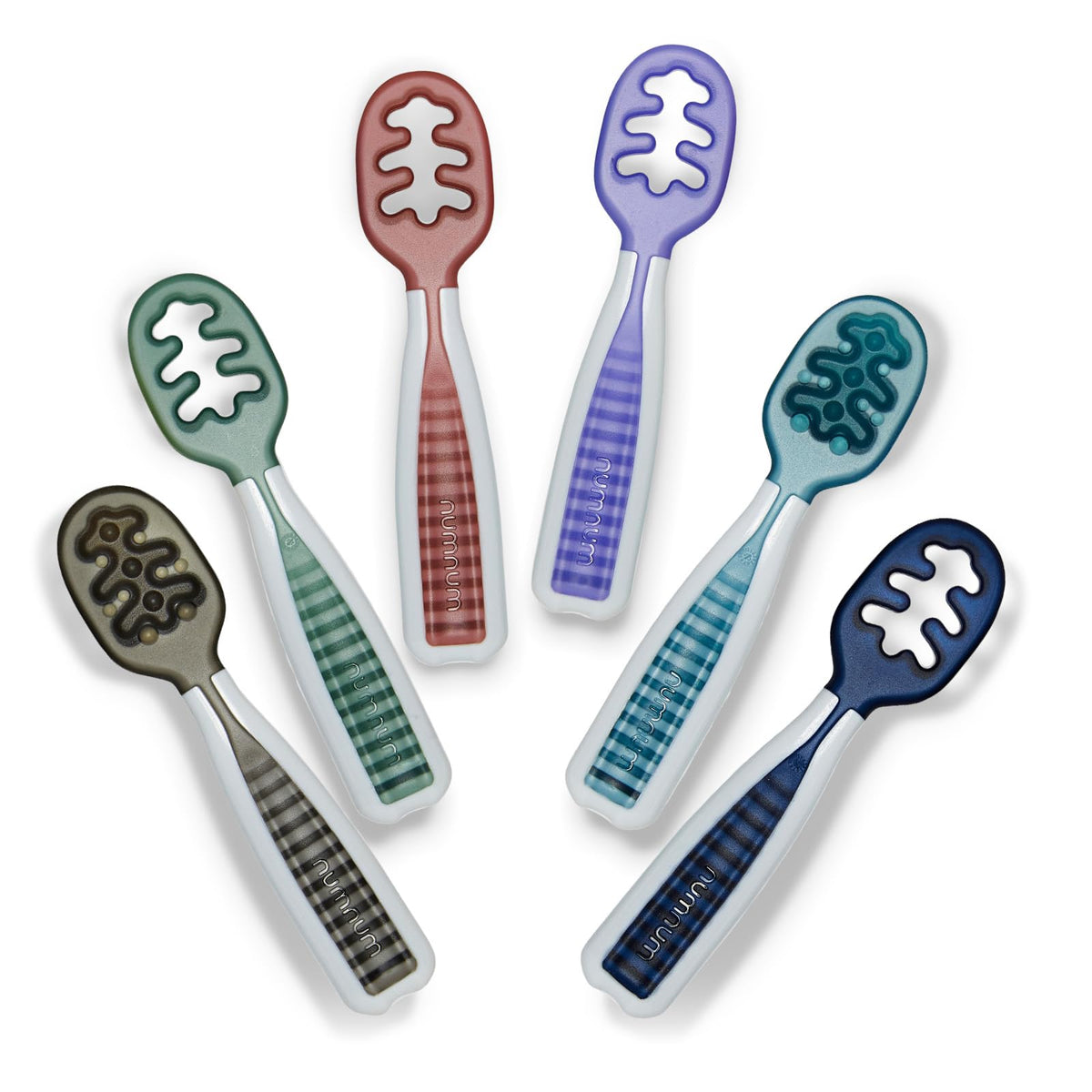 NumNum Baby Spoons Self Feeding 6 Months, 2-Pack Gray/Green - Jansha Store