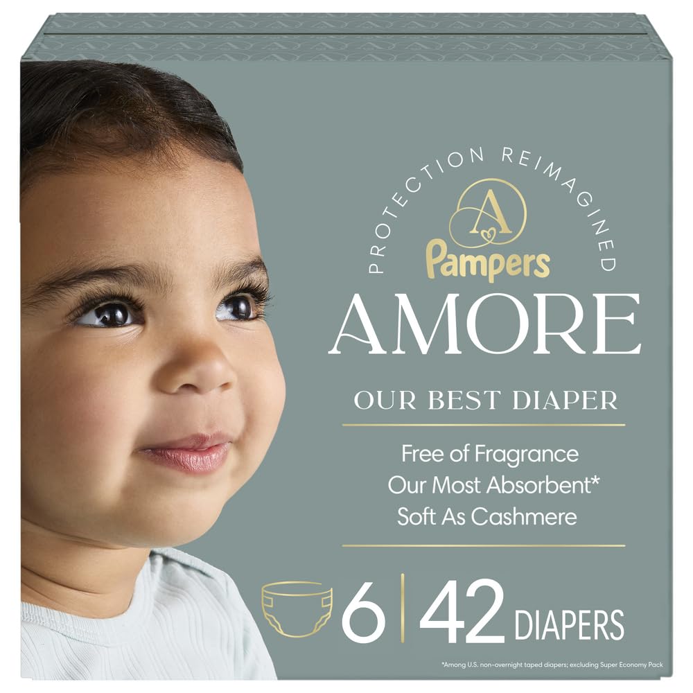 Pampers Amore, Size 0 (up to 10 lbs), 128 Count, Our Best Diaper – Hypoallergenic & Fragrance Free, Up to 100% Leakproof, Soft as Cashmere - Jansha Store