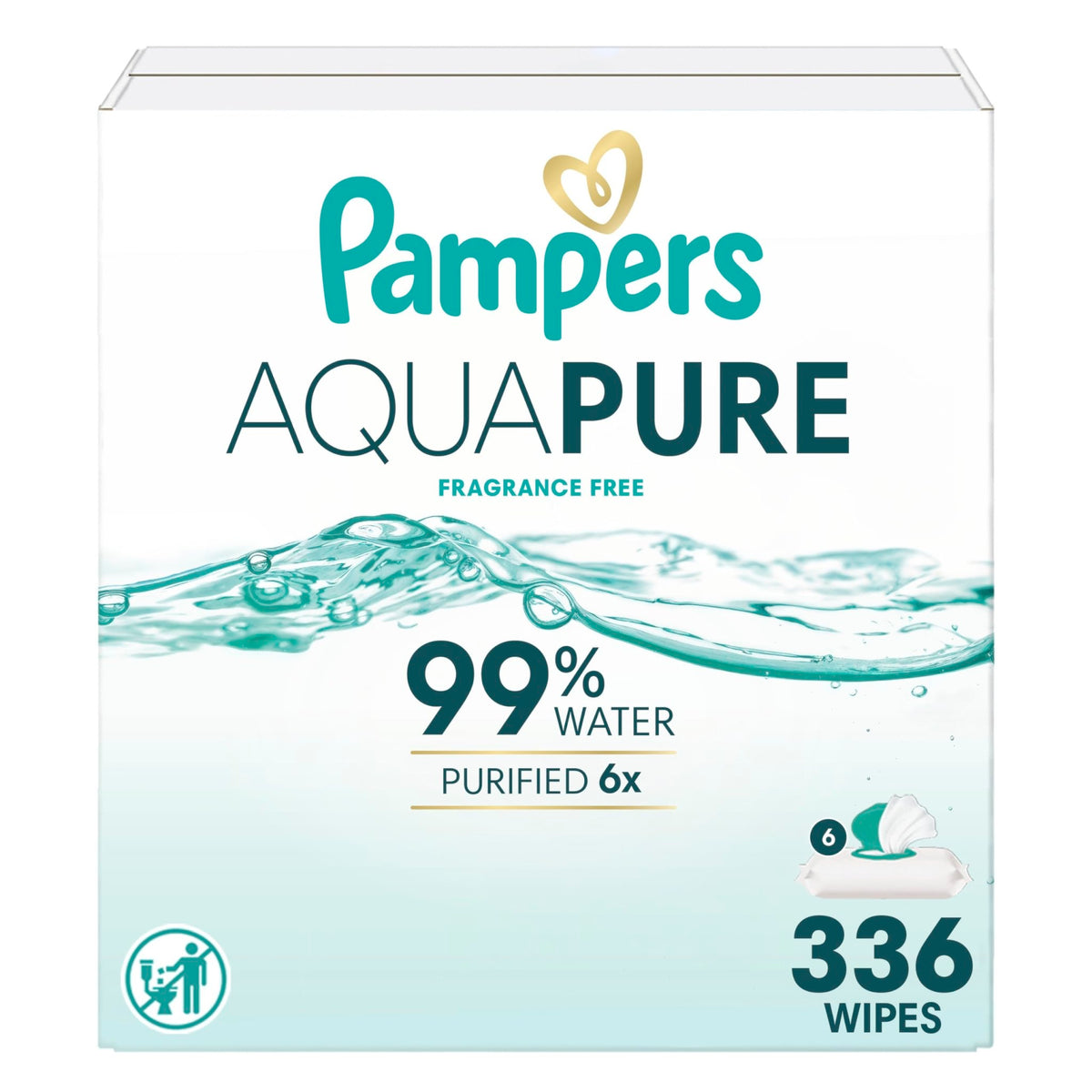 Pampers Aqua Pure Baby Wipes, Unscented, Fragrance Free, 99% Water, Water Based, Multi-Use, 672 Wipes Total (12X Flip-Top Packs) - Jansha Store