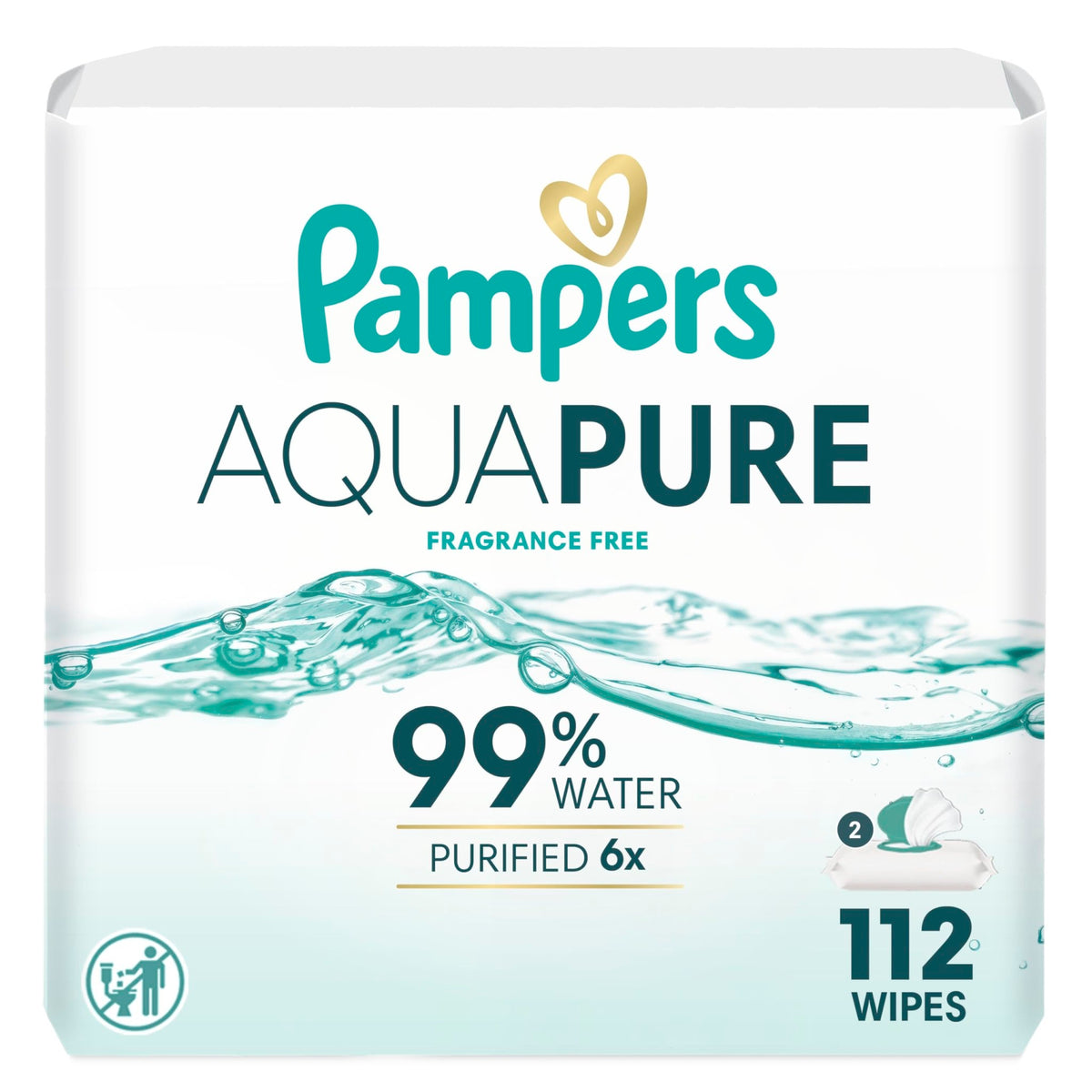 Pampers Aqua Pure Baby Wipes, Unscented, Fragrance Free, 99% Water, Water Based, Multi-Use, 672 Wipes Total (12X Flip-Top Packs) - Jansha Store