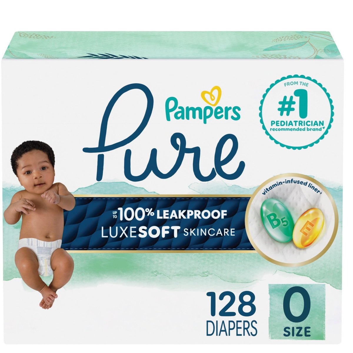 Pampers Pure Baby Diapers, Size 5 (27+ lbs), 132 - Jansha Store
