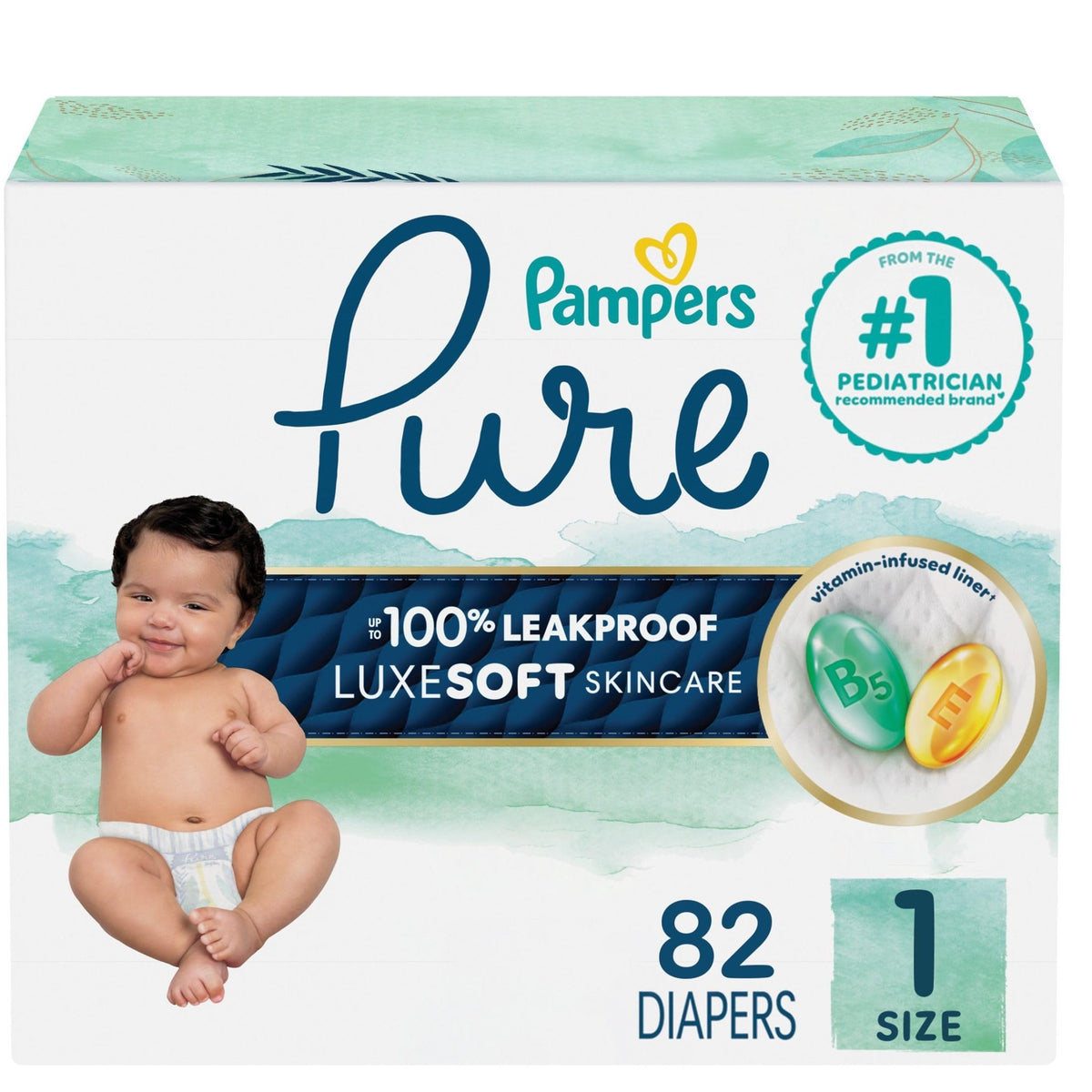Pampers Pure Baby Diapers, Size 5 (27+ lbs), 132 - Jansha Store