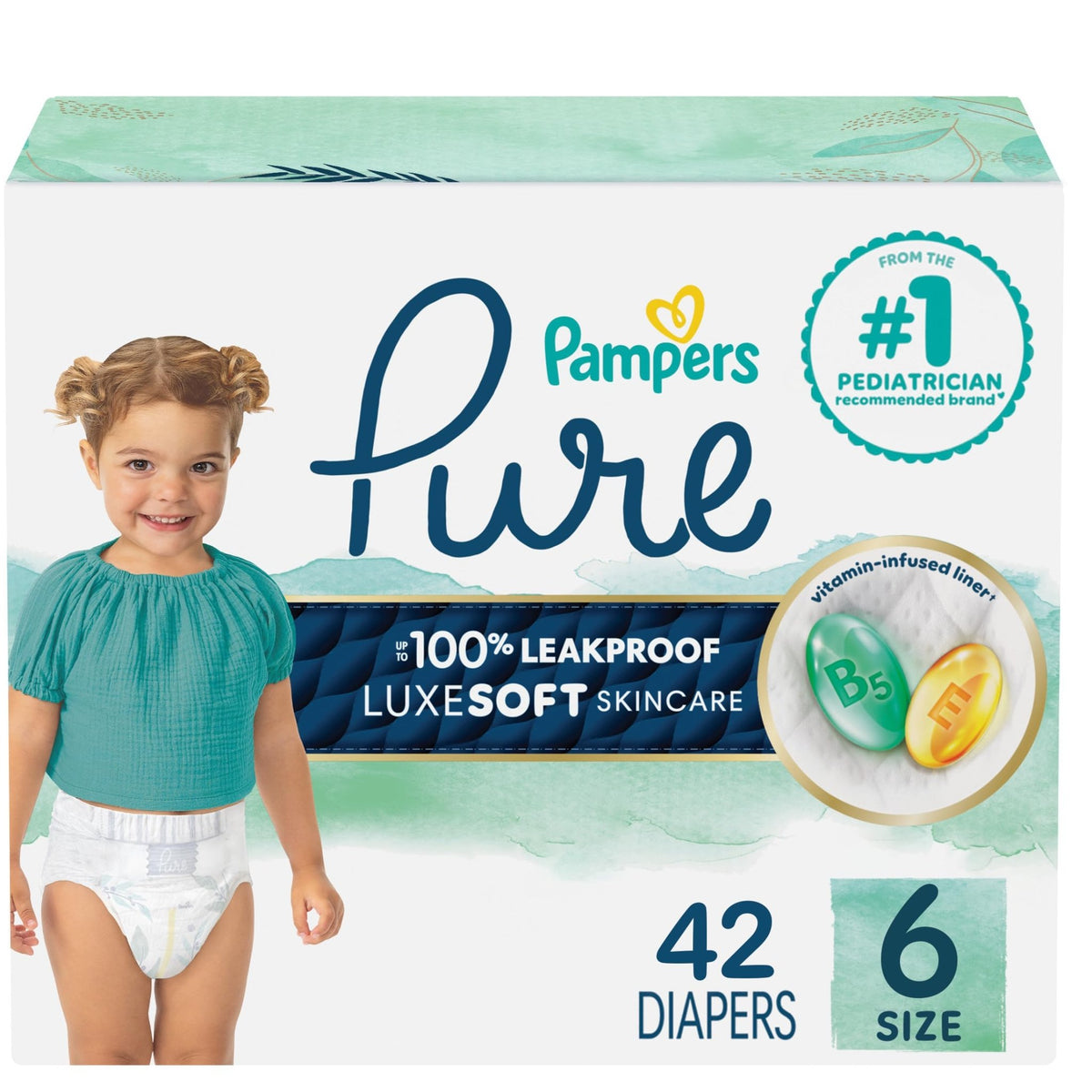 Pampers Pure Baby Diapers, Size 5 (27+ lbs), 132 - Jansha Store