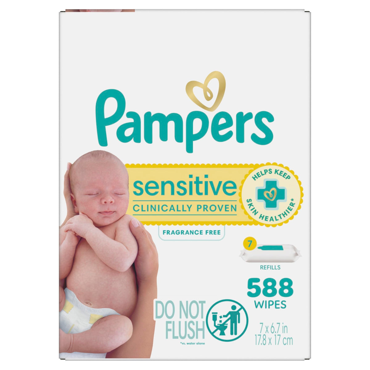 Pampers Sensitive Baby Wipes, Unscented, Fragrance Free, Clinically Proven, Water Based, Hypoallergenic, Multi-Use, Hand Wipes, 1008 Wipes Total (18X Flip-Top Packs) - Jansha Store