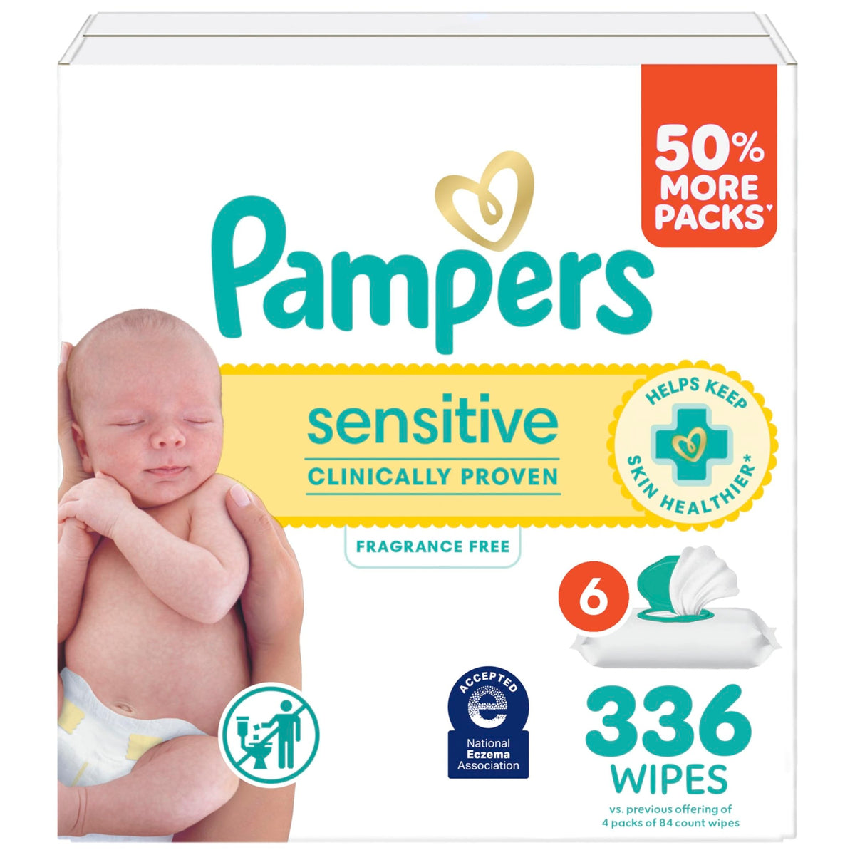 Pampers Sensitive Baby Wipes, Unscented, Fragrance Free, Clinically Proven, Water Based, Hypoallergenic, Multi-Use, Hand Wipes, 1008 Wipes Total (18X Flip-Top Packs) - Jansha Store