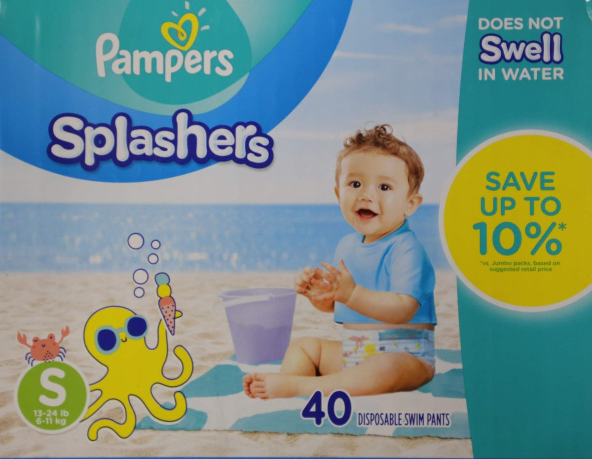 Pampers Splashers Swim Diapers, Size 4, 18 Count, Disposable Swim Diapers, Contains Mess, No Swell - Jansha Store