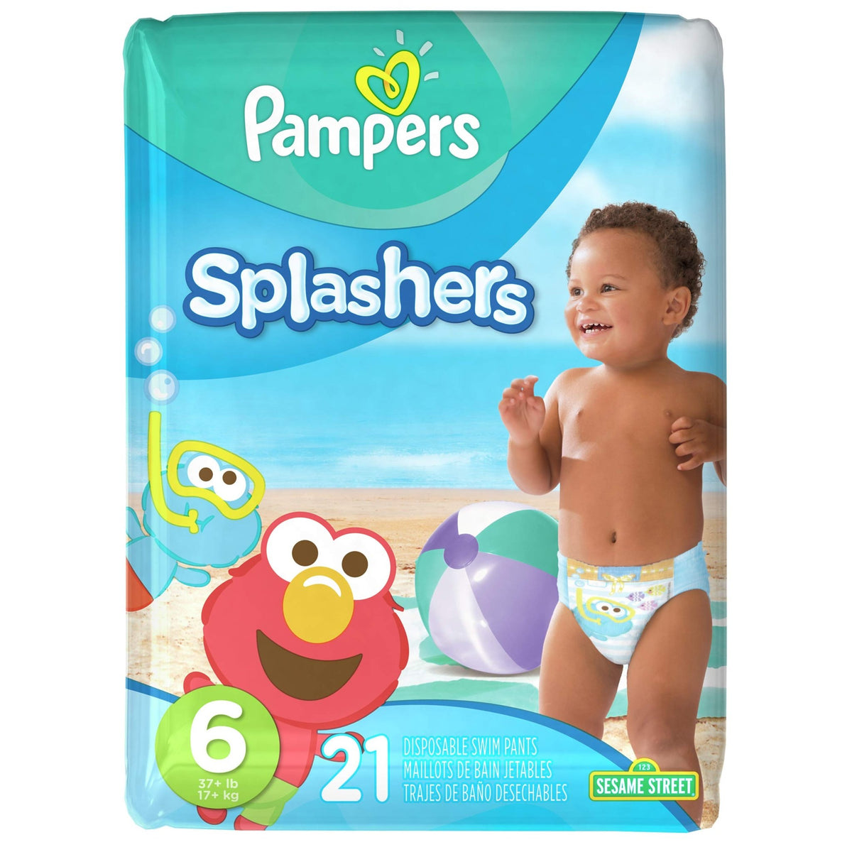 Pampers Splashers Swim Diapers, Size 4, 18 Count, Disposable Swim Diapers, Contains Mess, No Swell - Jansha Store