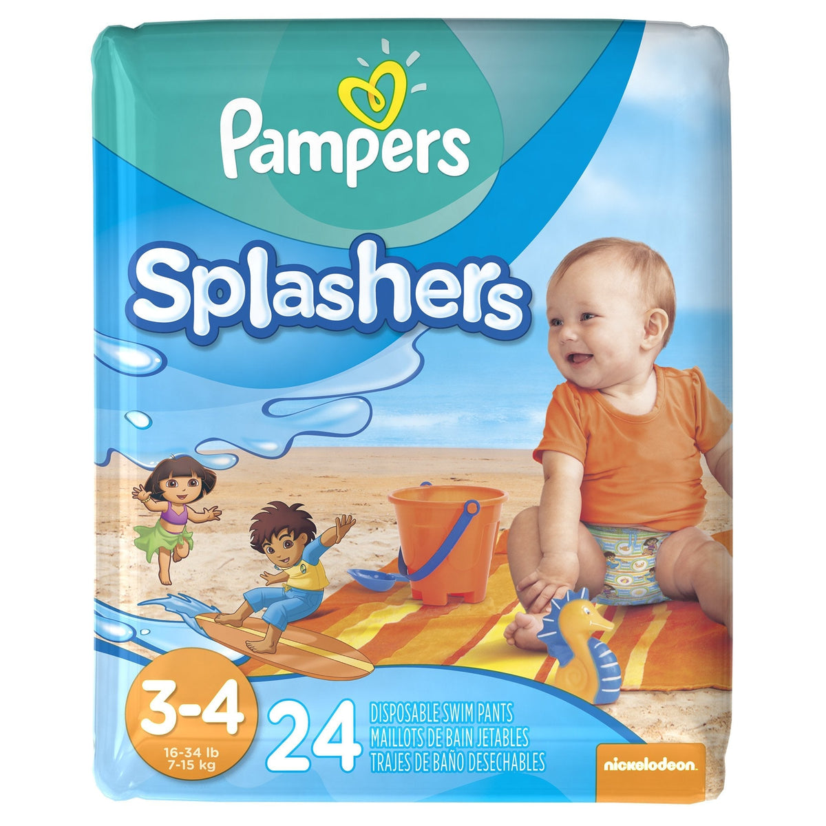 Pampers Splashers Swim Diapers, Size 4, 18 Count, Disposable Swim Diapers, Contains Mess, No Swell - Jansha Store