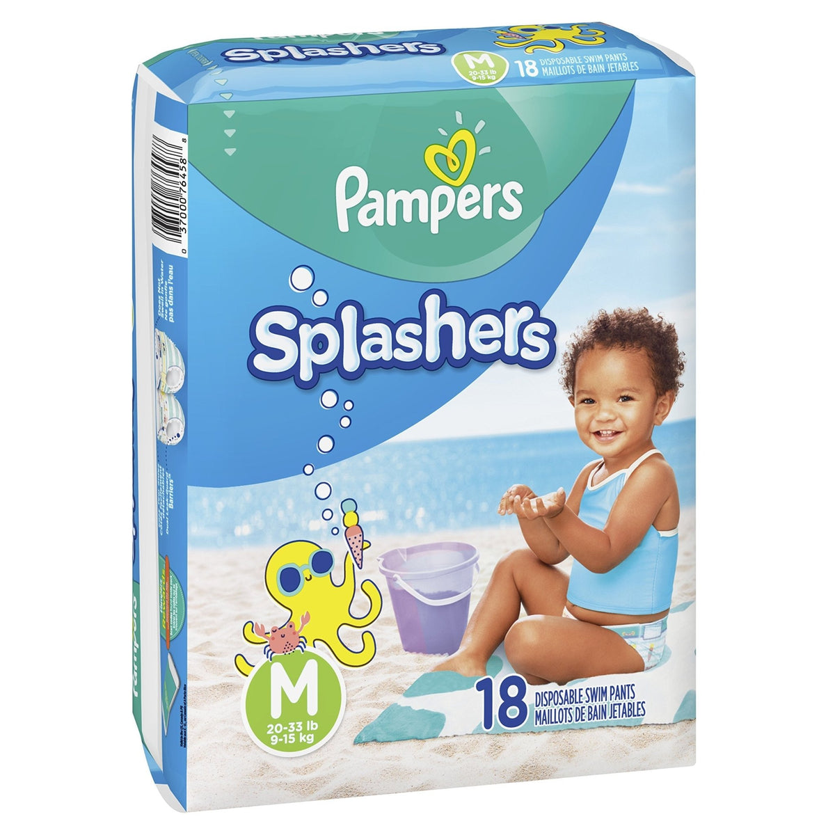 Pampers Splashers Swim Diapers, Size 4, 18 Count, Disposable Swim Diapers, Contains Mess, No Swell - Jansha Store