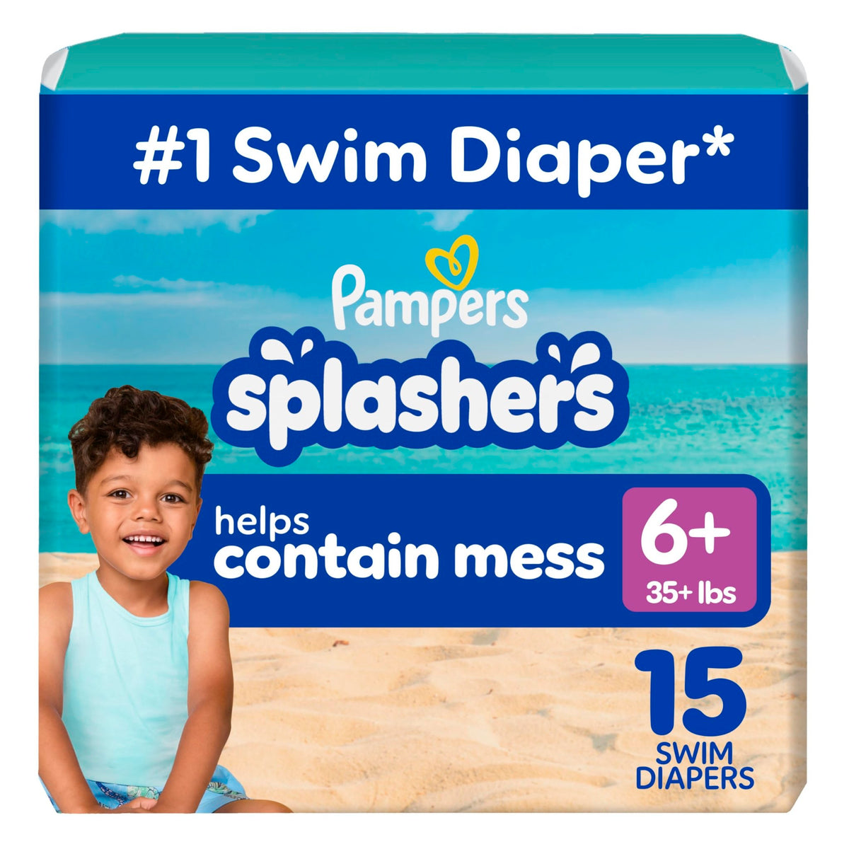 Pampers Splashers Swim Diapers, Size 4, 18 Count, Disposable Swim Diapers, Contains Mess, No Swell - Jansha Store