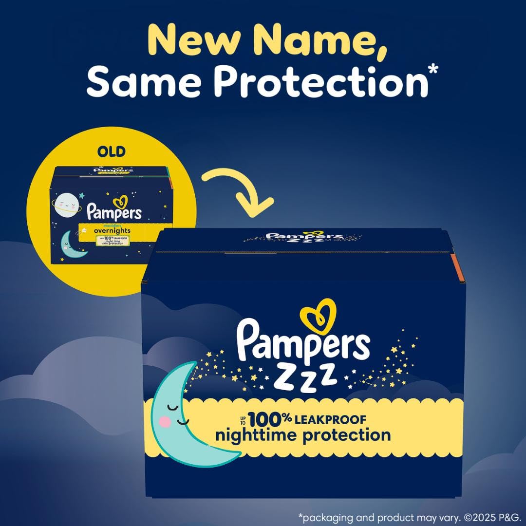 Pampers ZZZ Overnight Diapers, Size 7 (26-50 lbs), 36 Count, Nighttime Protection Disposable Baby Diaper - Jansha Store