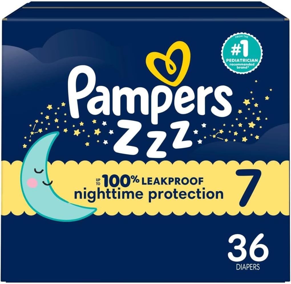 Pampers ZZZ Overnight Diapers, Size 7 (26-50 lbs), 36 Count, Nighttime Protection Disposable Baby Diaper - Jansha Store