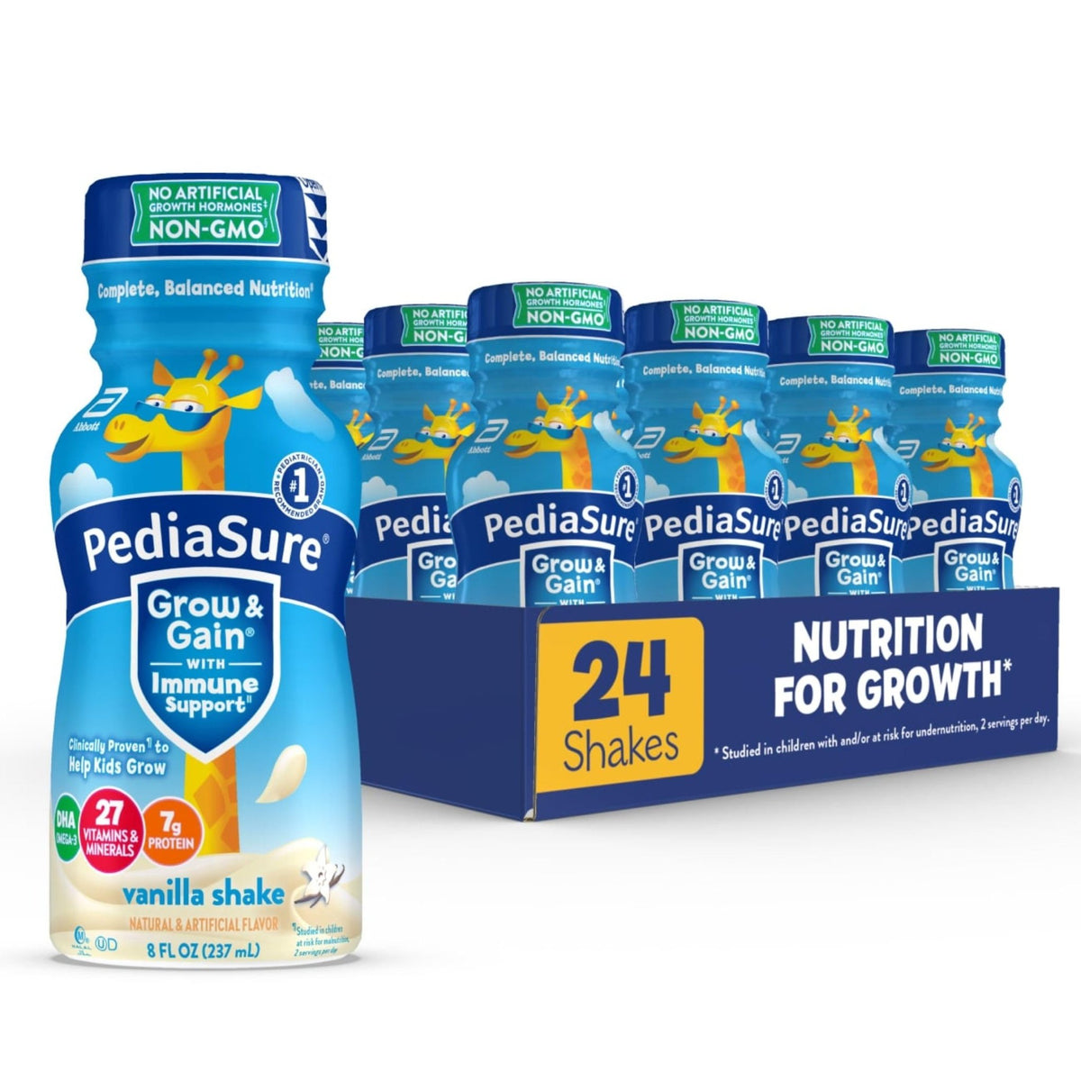 PediaSure Grow & Gain Kids Nutrition Shake, 7g Protein, Strawberry, 24 Pack - Jansha Store