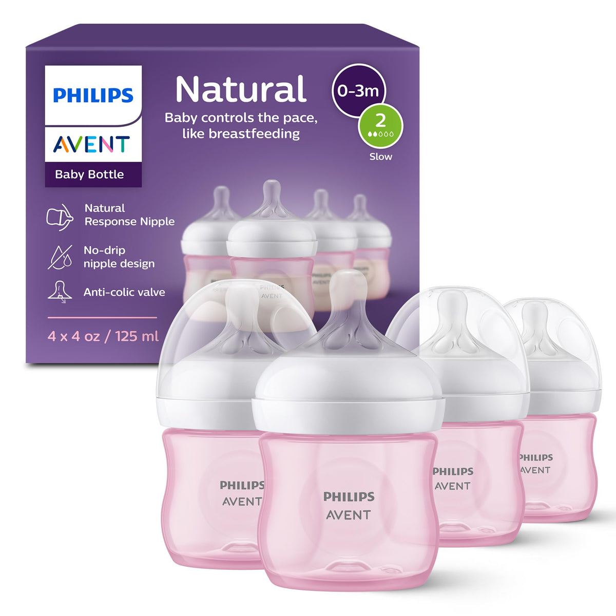 Philips Avent Natural Baby Bottles, Medium Flow, 9 oz, BPA-Free, 4-Pack - Jansha Store