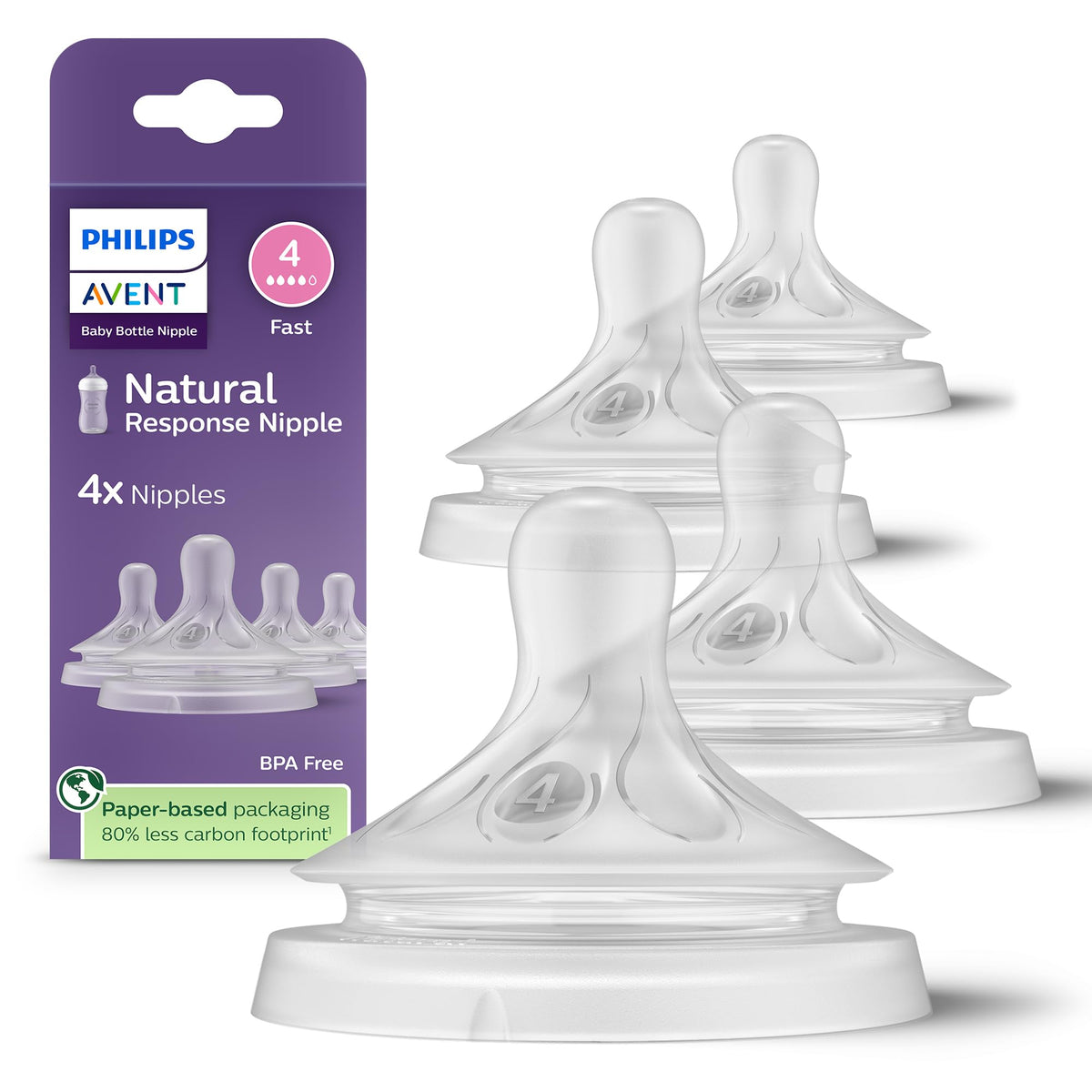 Philips Avent Natural Response Nipples, Fast Flow, 4-Pack - Jansha Store