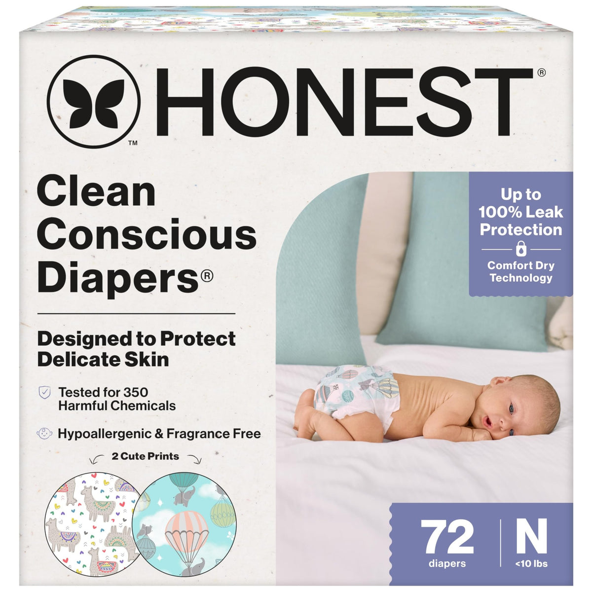 The Honest Company Diapers, All the Alpacas + Turtle Time, Size 1, 78 Count - Jansha Store