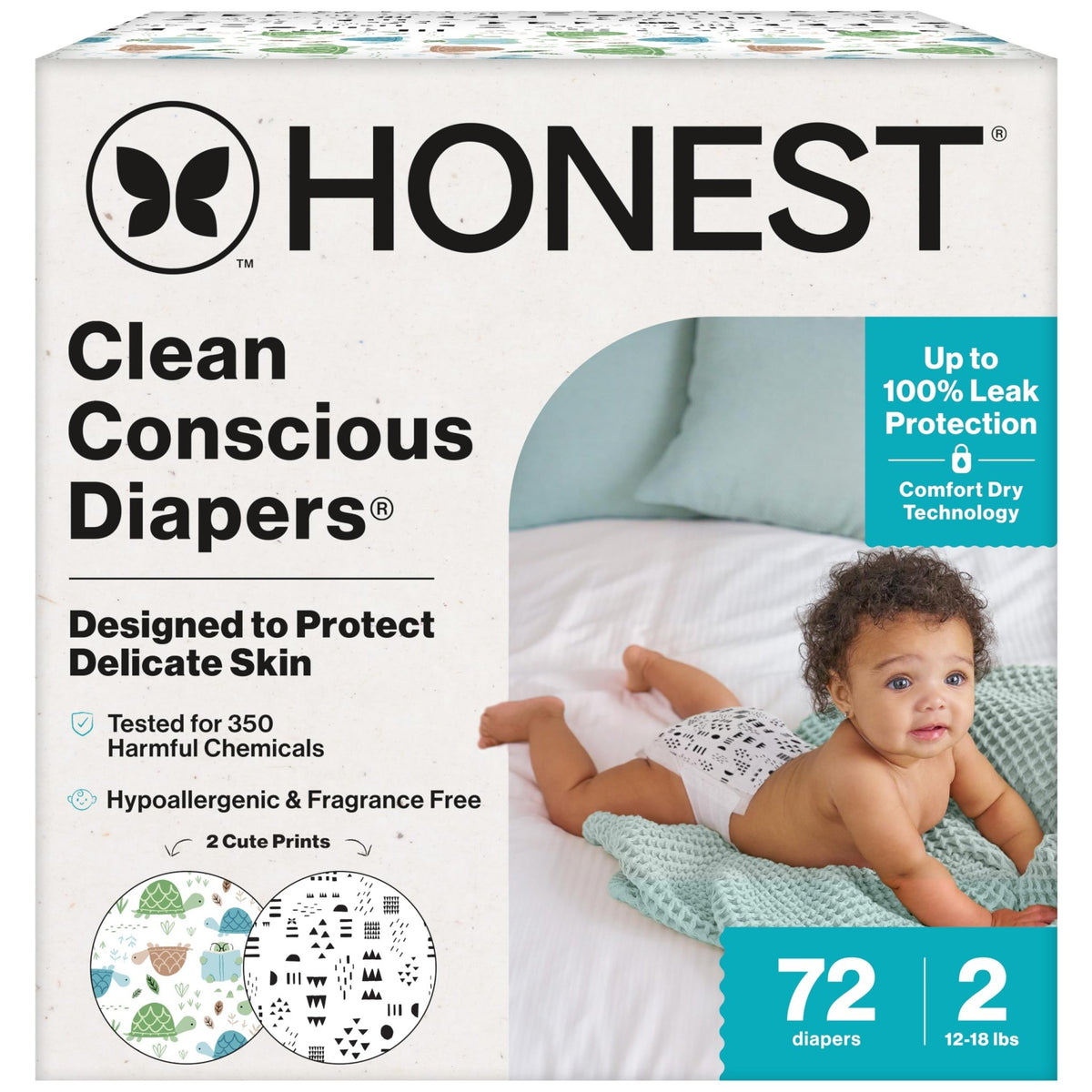 The Honest Company Diapers, All the Alpacas + Turtle Time, Size 1, 78 Count - Jansha Store