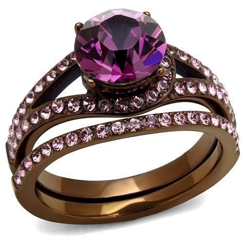 TK2745 - IP Coffee light Stainless Steel Ring with Top Grade Crystal Jansha Store