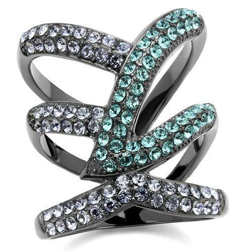 TK2766 - IP Light Black  (IP Gun) Stainless Steel Ring with Top Grade Jansha Store