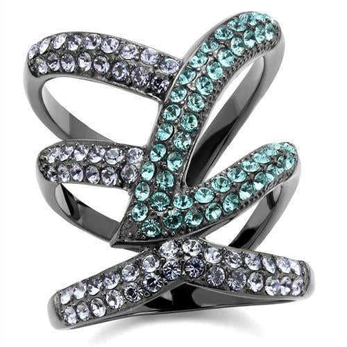 TK2766 - IP Light Black  (IP Gun) Stainless Steel Ring with Top Grade Jansha Store