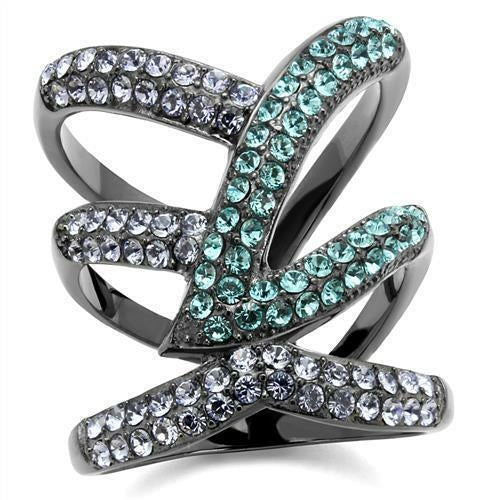 TK2766 - IP Light Black  (IP Gun) Stainless Steel Ring with Top Grade Jansha Store