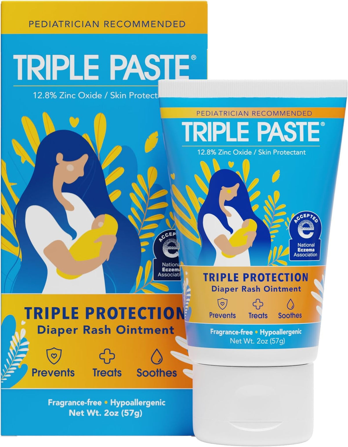 Triple Paste Diaper Rash Cream, Zinc Oxide Baby Ointment, 3 oz - Jansha Store