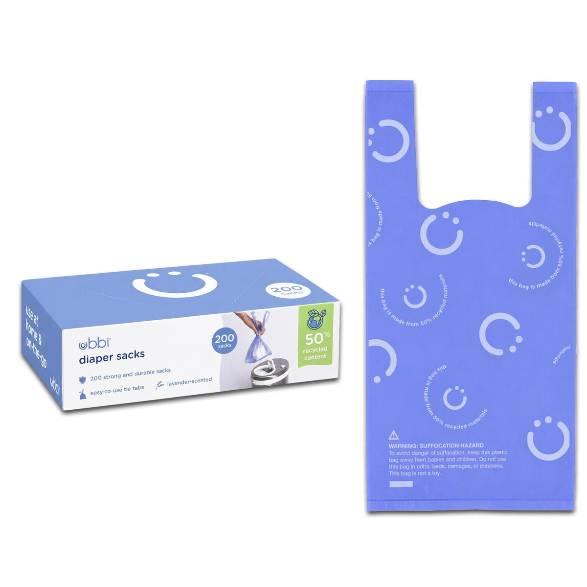 Ubbi Disposable Baby Diaper Sacks, Lavender Scented, 200 Count - Jansha Store