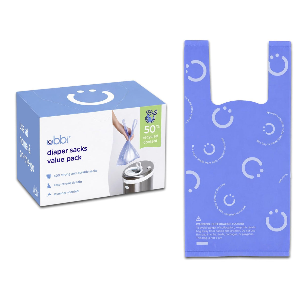 Ubbi Disposable Baby Diaper Sacks, Lavender Scented, 200 Count - Jansha Store