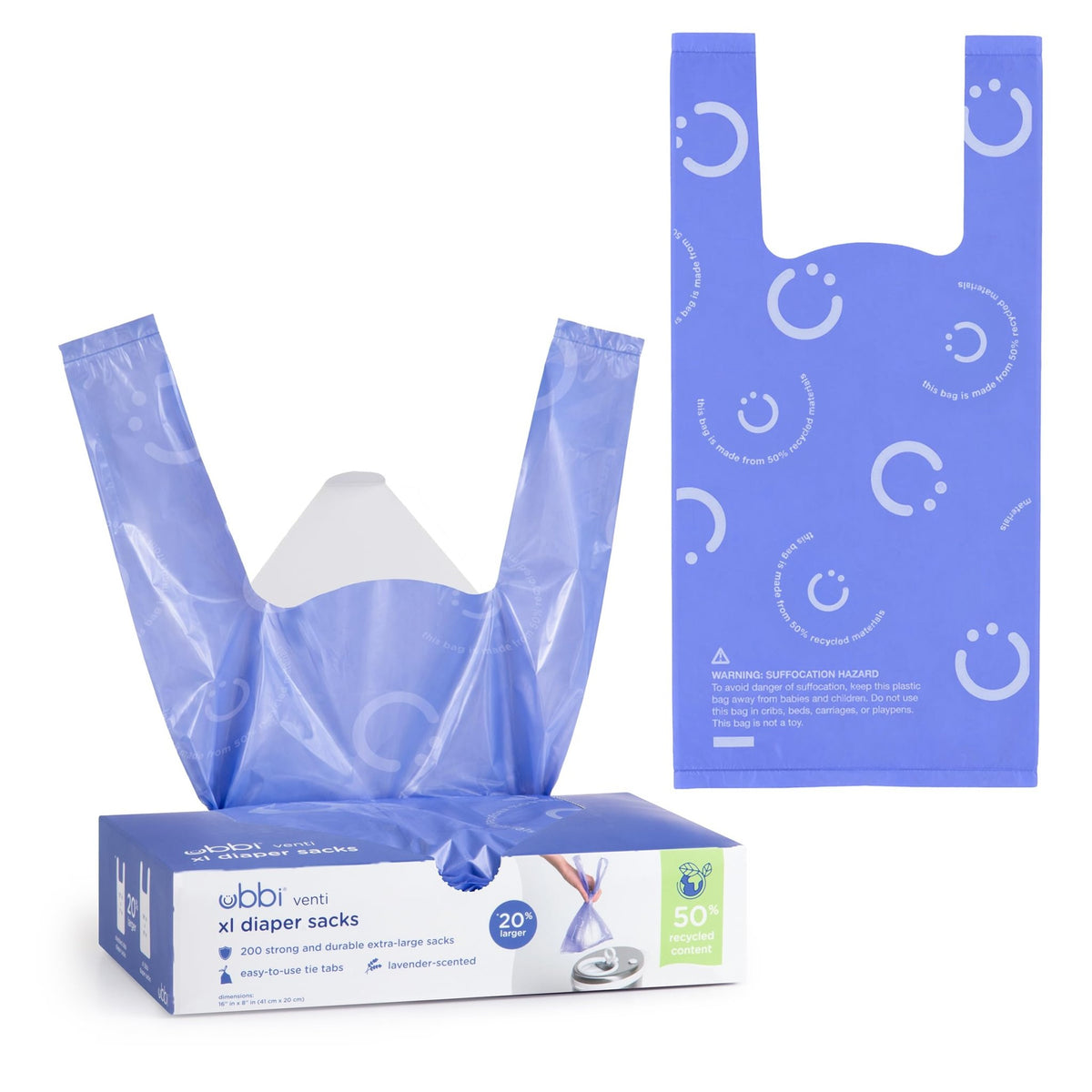 Ubbi Disposable Baby Diaper Sacks, Lavender Scented, 200 Count - Jansha Store