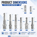 8Pcs Impact Socket Adapter Set, 1/4 3/8 1/2 Hex Shank Square Nut Driver Extension Bit Set for Power Drill Impact Driver Tool Jansha Store