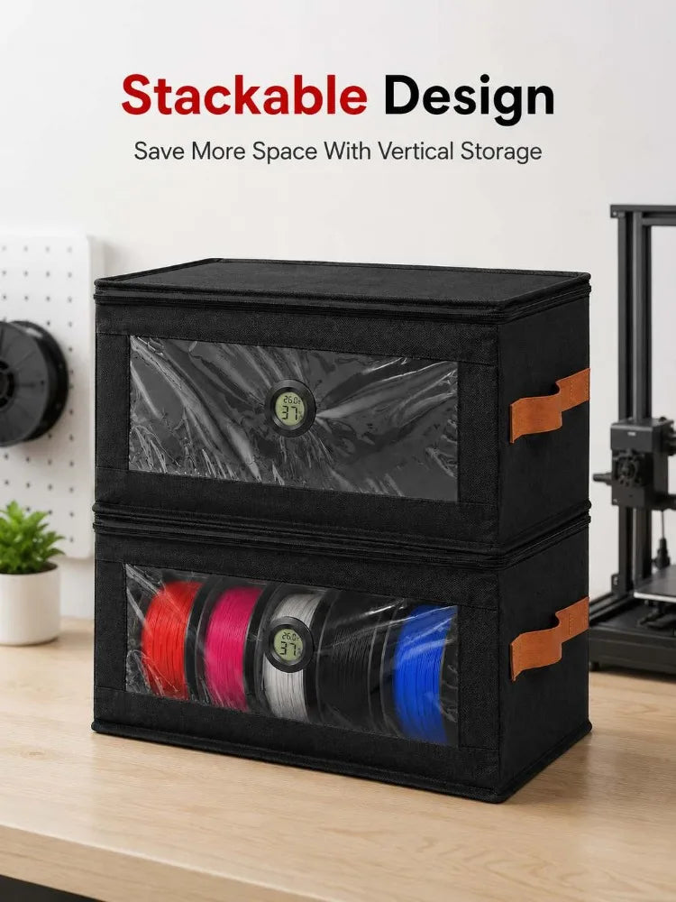 3D Printer Filament Storage Box Non Woven Foldable Organizer With Hygrometer Clear Window For Home Office 3D Printing Workspace Jansha Store