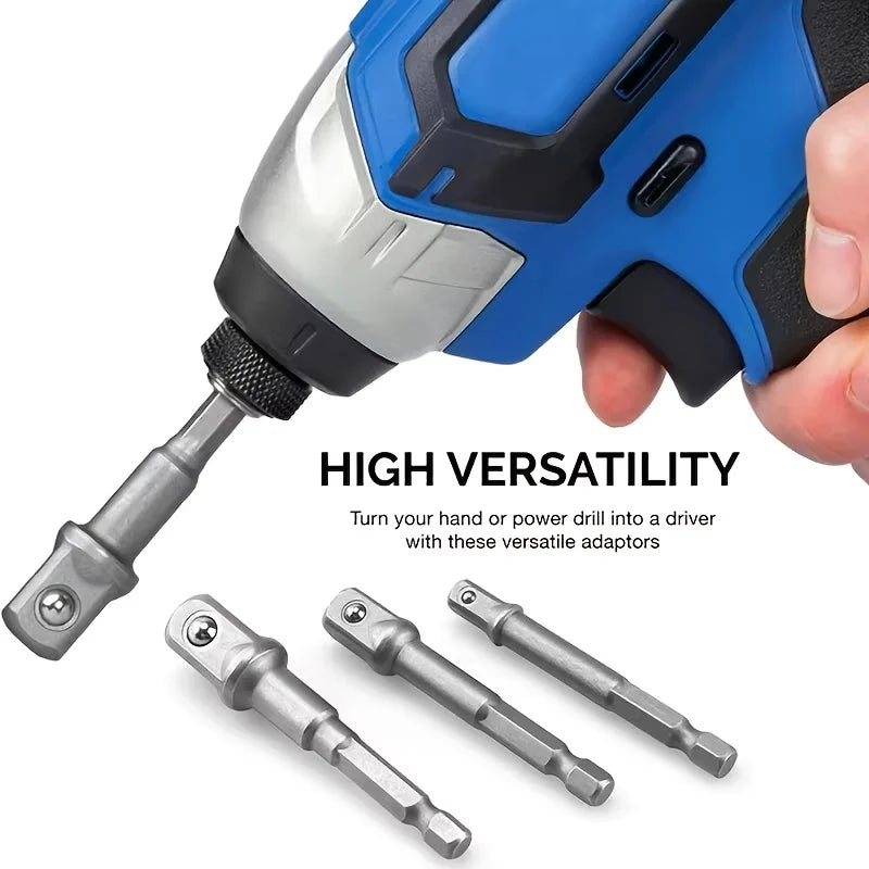 8Pcs Impact Socket Adapter Set, 1/4 3/8 1/2 Hex Shank Square Nut Driver Extension Bit Set for Power Drill Impact Driver Tool Jansha Store