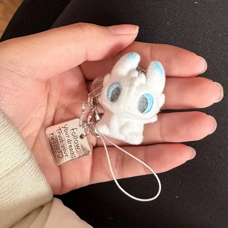 Cute Potdemiel Toothless And Light Fury Flocked Plush Cartoon Bag Pendant Keychain Decoration Doll Trendy Toys Surprise Gifts Jansha Store