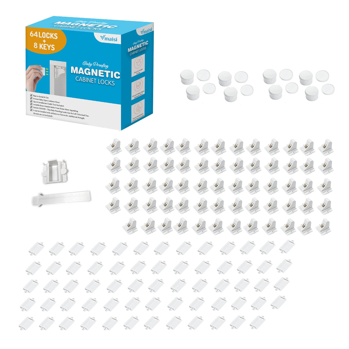 Vmaisi 20 Pack Magnetic Cabinet Locks Baby Proofing and 2 Keys - Jansha Store