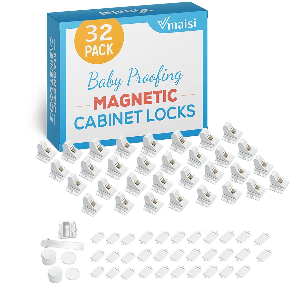 Vmaisi 20 Pack Magnetic Cabinet Locks Baby Proofing and 2 Keys - Jansha Store